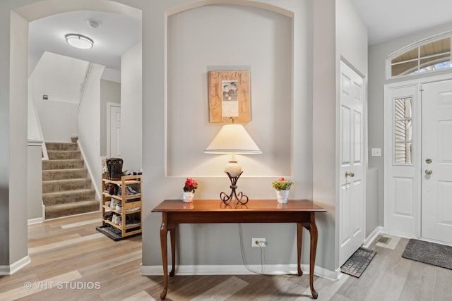 entryway with light wood-type flooring