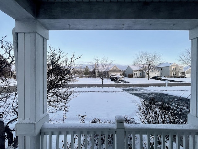 view of yard covered in snow