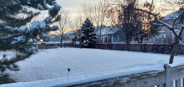 view of yard covered in snow