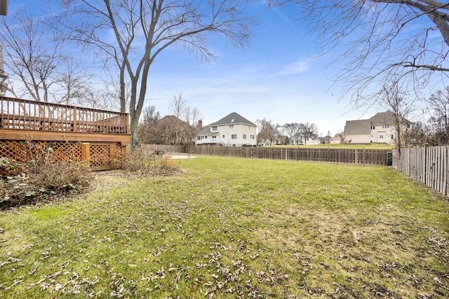 view of yard with a deck