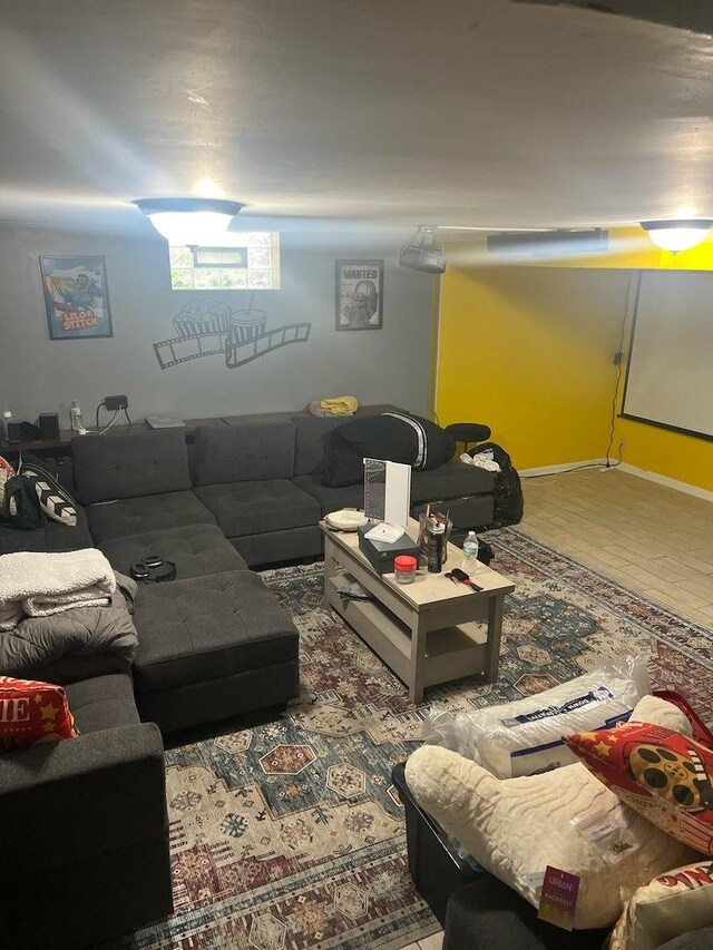 living room with light wood-type flooring