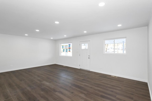 foyer entrance featuring dark wood-type flooring