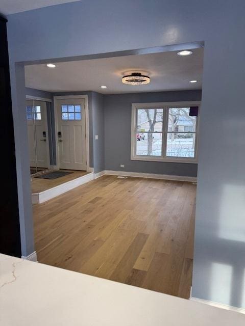 foyer entrance with wood-type flooring