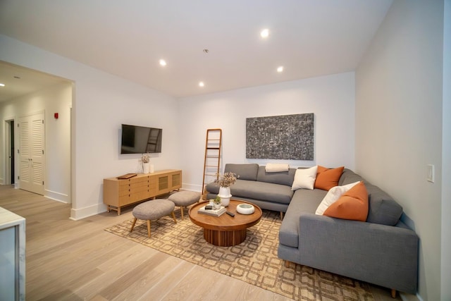 living room featuring light hardwood / wood-style floors