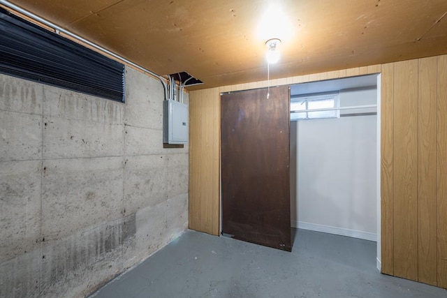 basement with electric panel