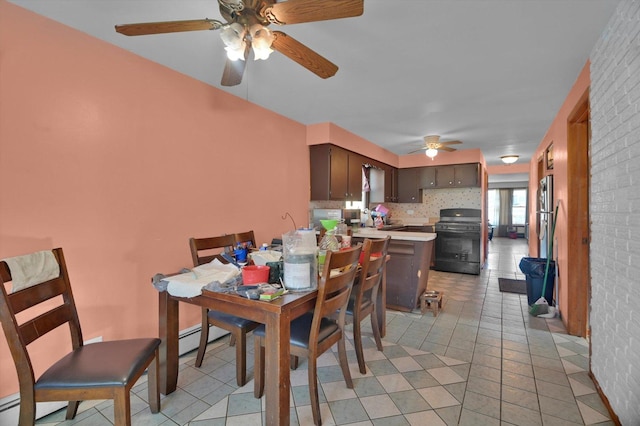 dining area featuring ceiling fan