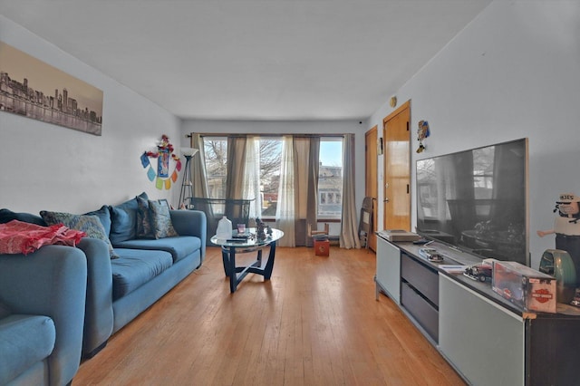 living room with light hardwood / wood-style floors