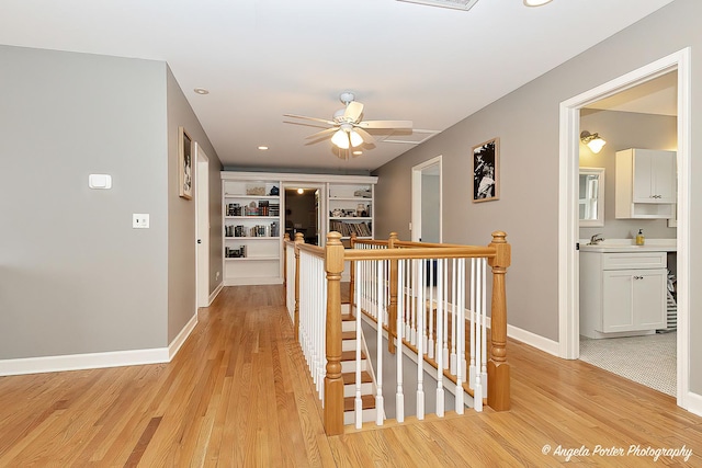 hall featuring light wood-type flooring