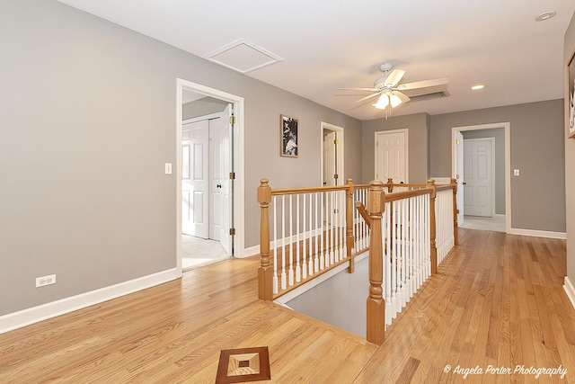 hall featuring light wood-type flooring