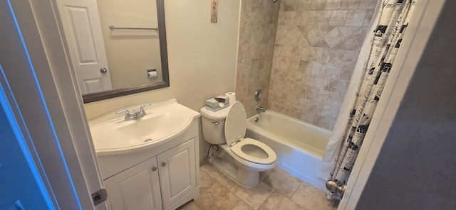 full bathroom with vanity, toilet, and shower / tub combo with curtain