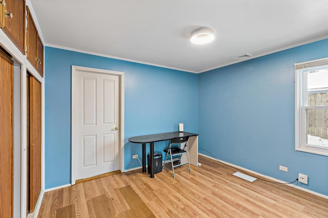 office area featuring light hardwood / wood-style floors