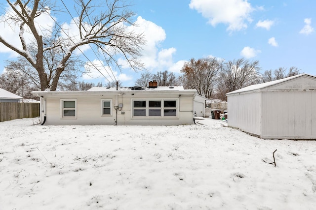 view of snow covered property