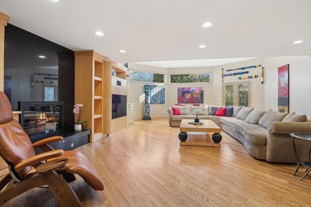 living room with light wood-type flooring