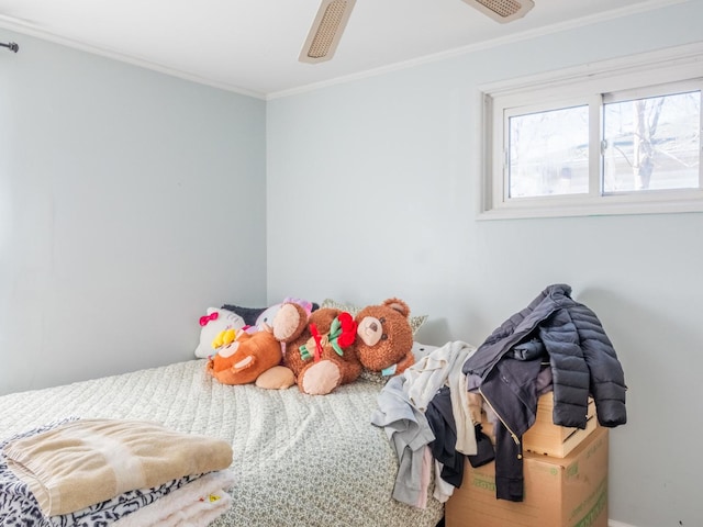 bedroom with ornamental molding