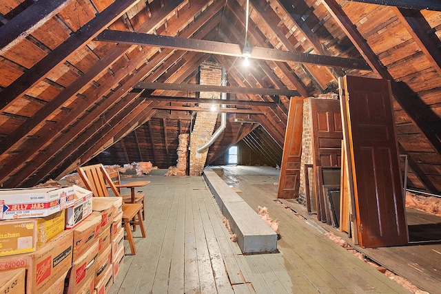 view of unfinished attic