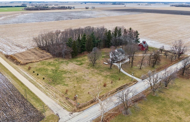 bird's eye view with a water view and a rural view