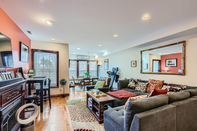 living room featuring light hardwood / wood-style floors