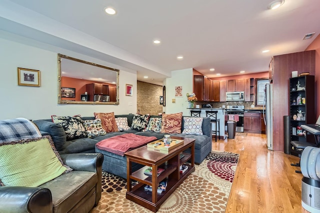 living room with light wood-type flooring