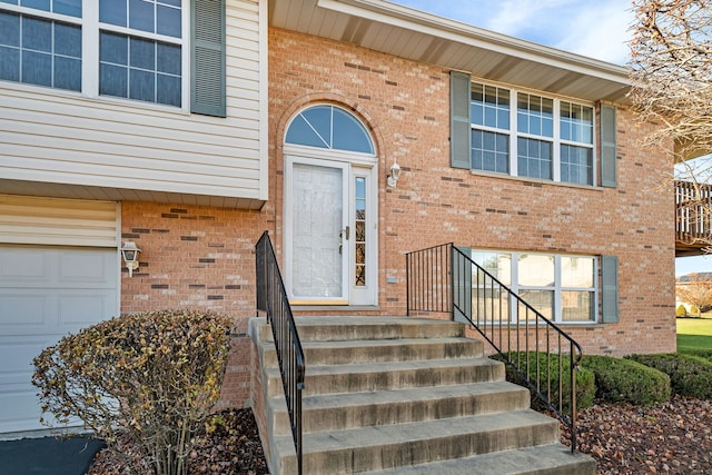 entrance to property with a garage