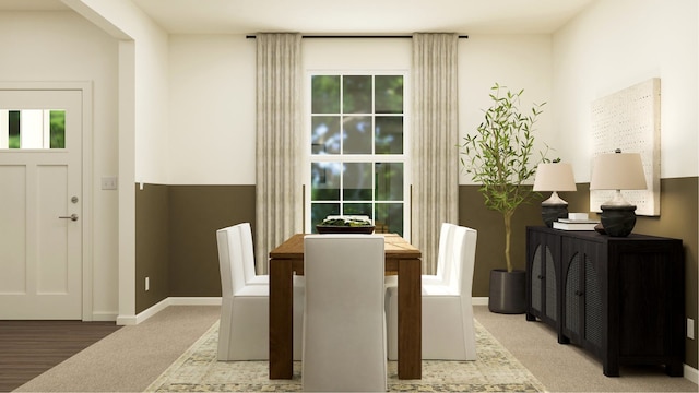 dining space featuring hardwood / wood-style floors