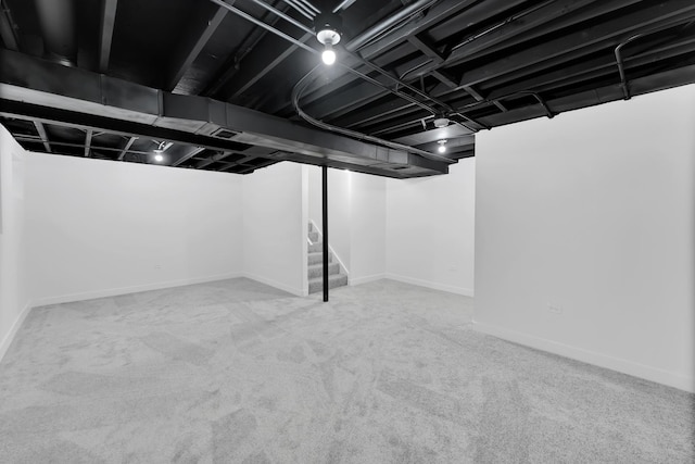 basement featuring carpet