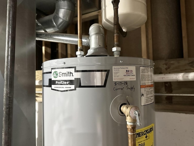 utility room featuring gas water heater