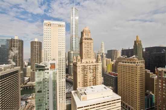 property's view of city with a water view