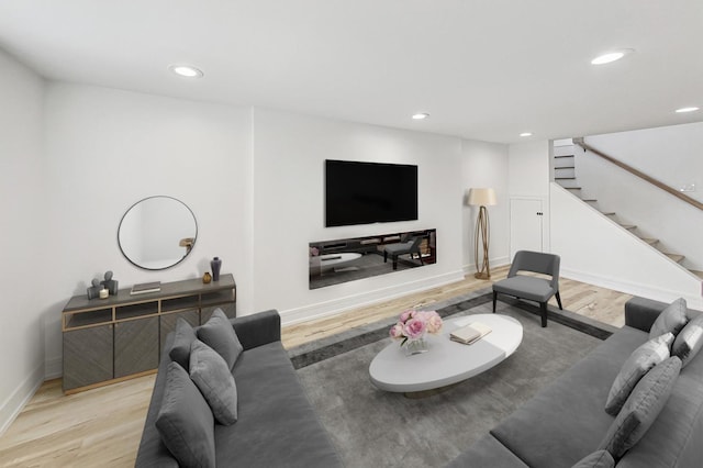 living room featuring light hardwood / wood-style flooring