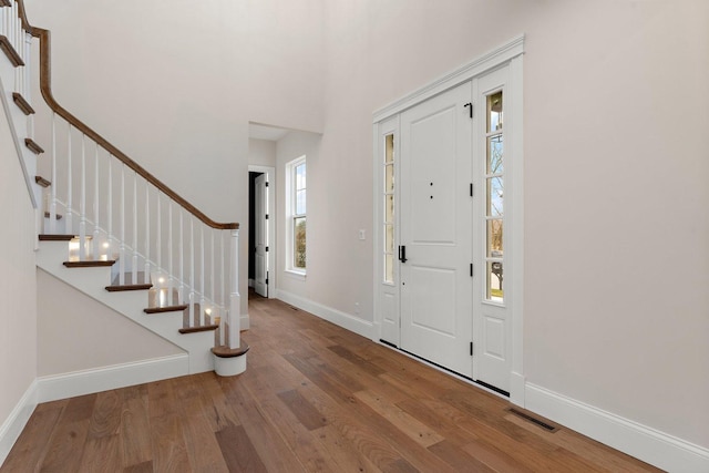 entrance foyer with wood-type flooring