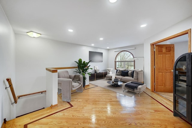 living room featuring light wood-type flooring