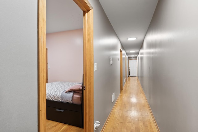 hall featuring light wood-type flooring