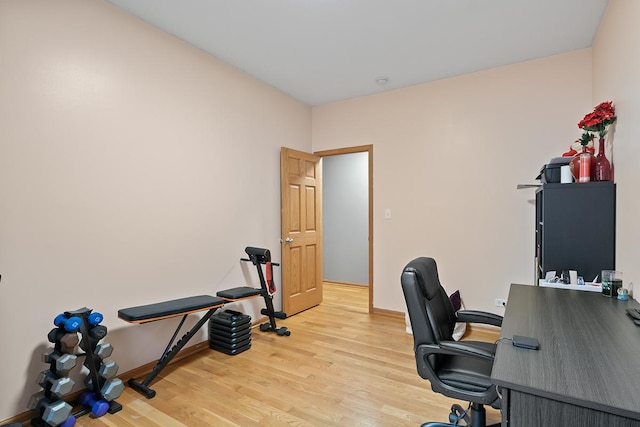 office area with light wood-type flooring