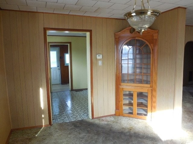 interior space with wood walls