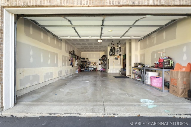 garage with a garage door opener