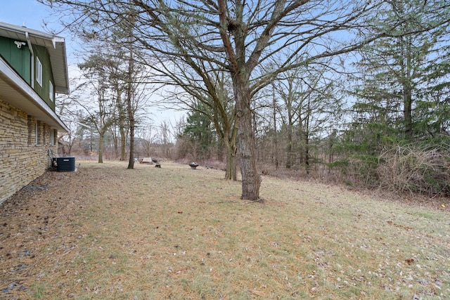 view of yard featuring central AC