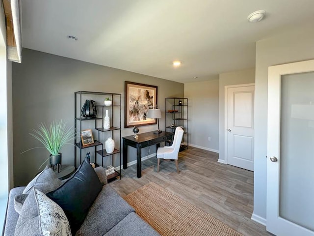 office space featuring hardwood / wood-style flooring