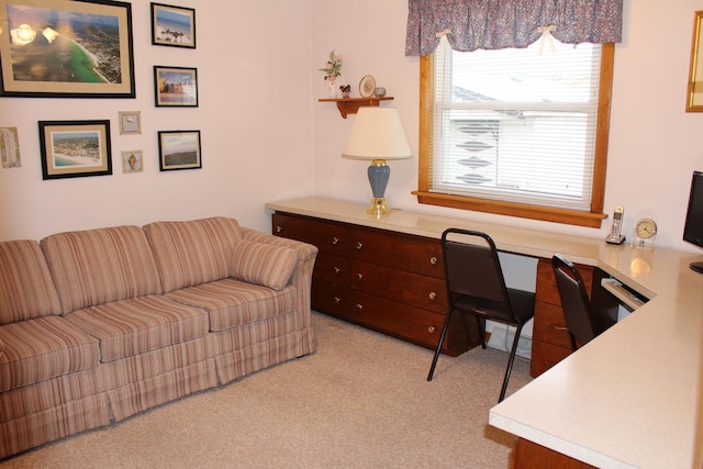 view of carpeted home office