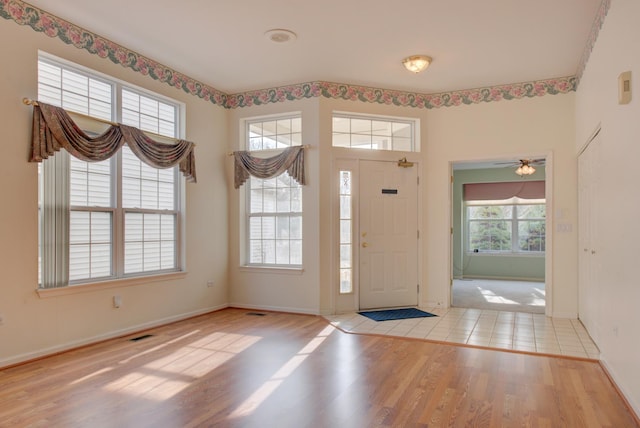 foyer entrance featuring light wood-type flooring