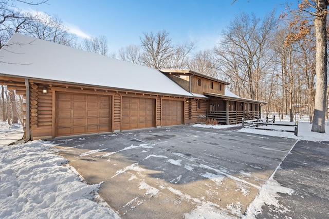 view of snow covered property