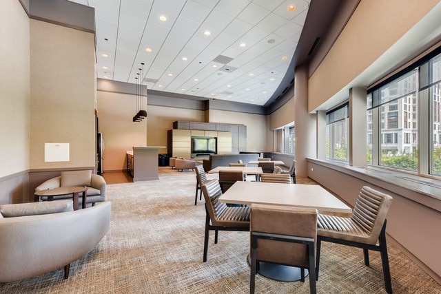 view of carpeted dining room