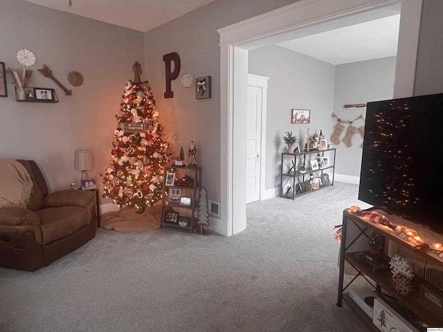 living room featuring carpet