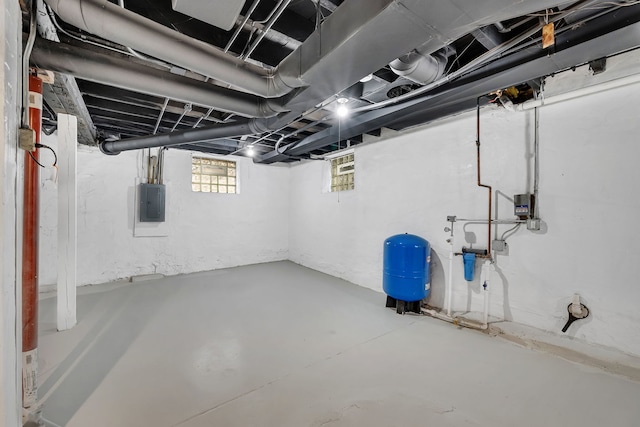 basement with electric panel