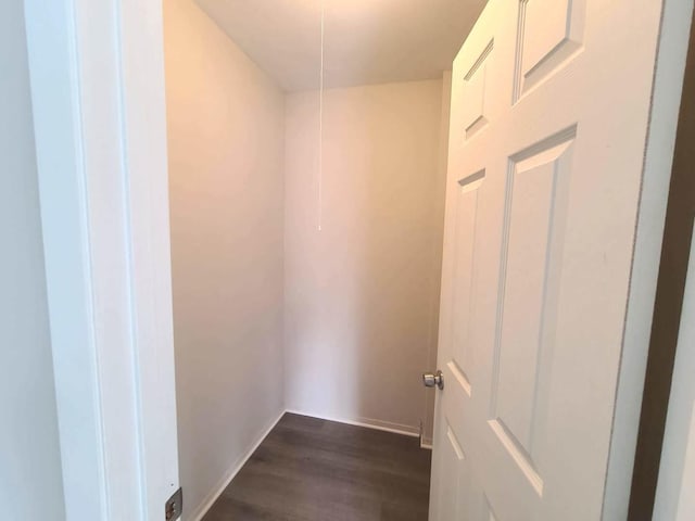 interior space with dark wood-type flooring