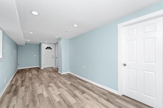 interior space with light hardwood / wood-style floors