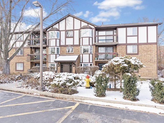 view of snow covered property