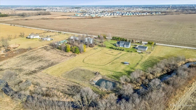 aerial view featuring a rural view