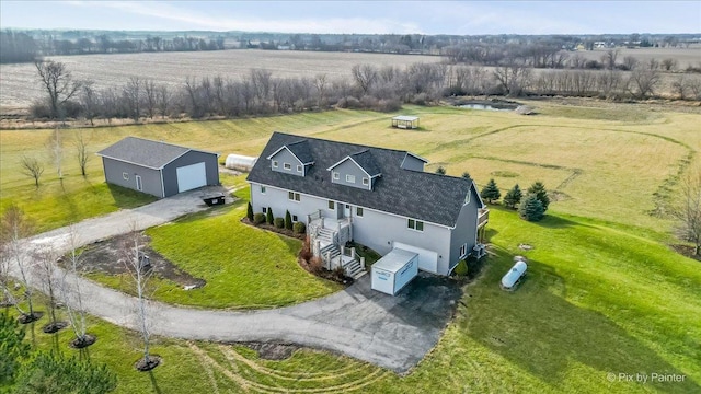 aerial view featuring a rural view