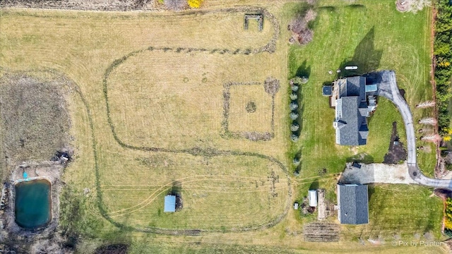 aerial view featuring a rural view