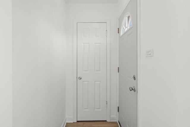 doorway to outside featuring light hardwood / wood-style floors