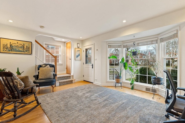 sitting room featuring light wood-type flooring